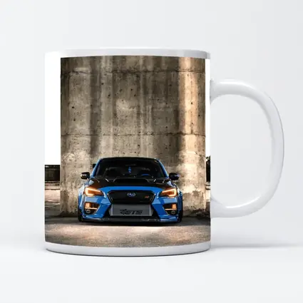 Subaru WRX STI Blue Concrete Wall Front
