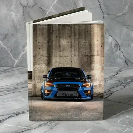 Subaru WRX STI Blue Concrete Wall Front