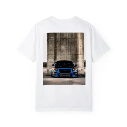 Subaru WRX STI Blue Concrete Wall Front