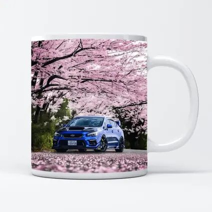 Subaru WRX STI Blue Under Cherry Blossoms