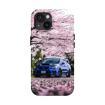 Subaru WRX STI Blue Under Cherry Blossoms