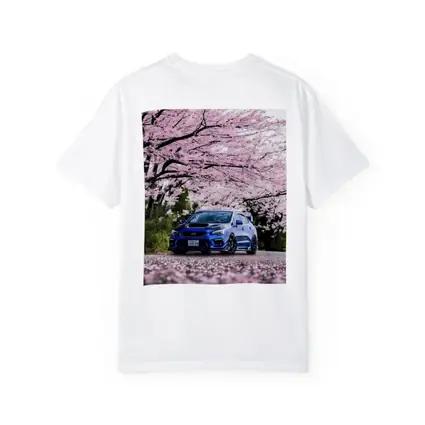 Subaru WRX STI Blue Under Cherry Blossoms