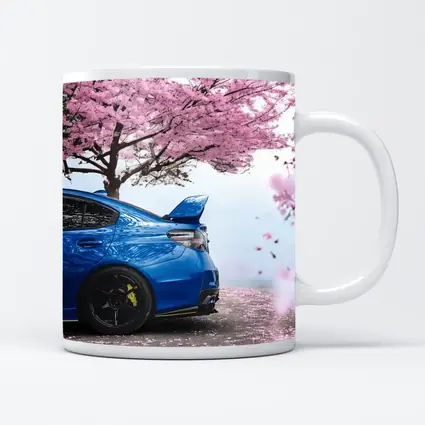 Subaru WRX STI Blue Under Cherry Blossoms