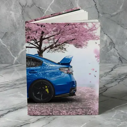 Subaru WRX STI Blue Under Cherry Blossoms
