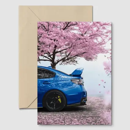 Subaru WRX STI Blue Under Cherry Blossoms