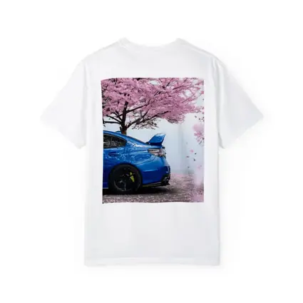 Subaru WRX STI Blue Under Cherry Blossoms