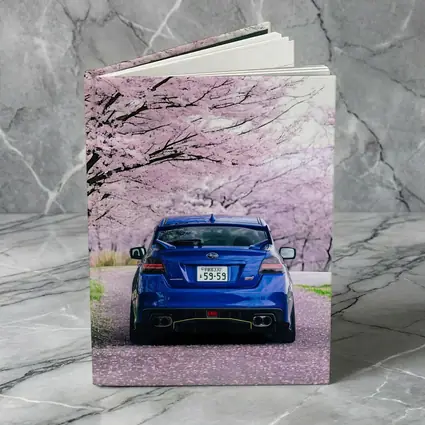 Subaru WRX Blue Under Cherry Blossoms Japan