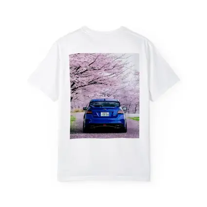 Subaru WRX Blue Under Cherry Blossoms Japan