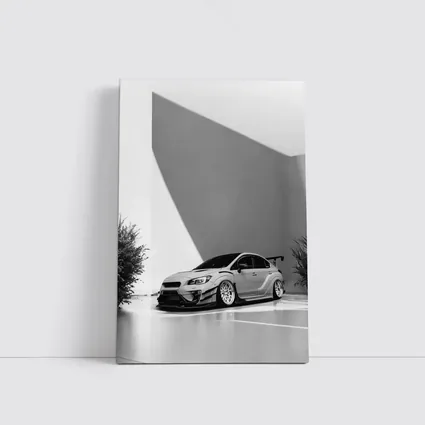 Subaru WRX STI Slammed Black White Art
