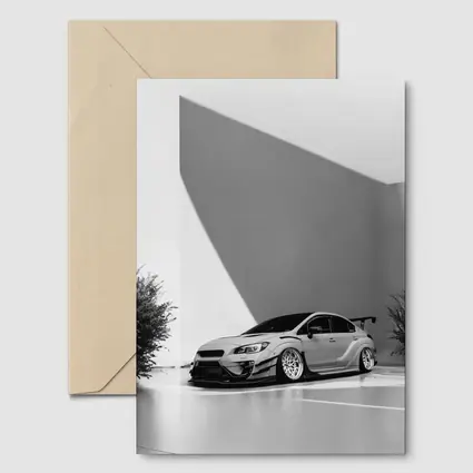 Subaru WRX STI Slammed Black White Art