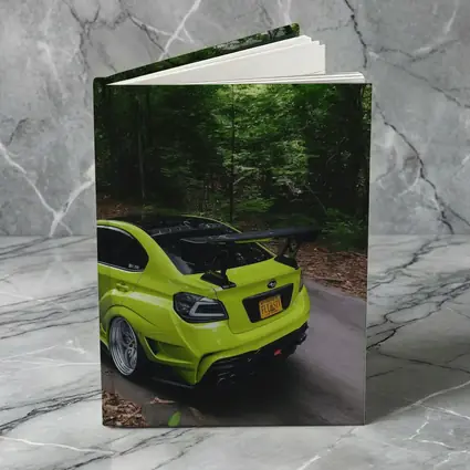 Subaru WRX STI Green Car Forest Road