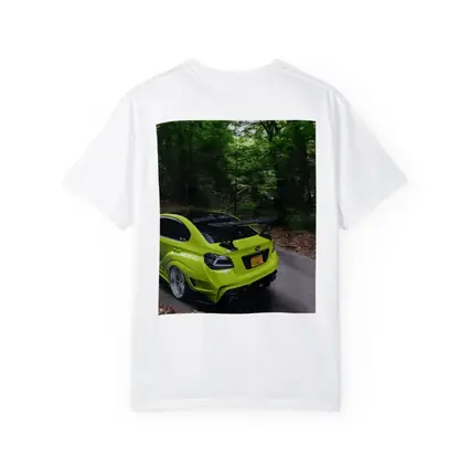 Subaru WRX STI Green Car Forest Road