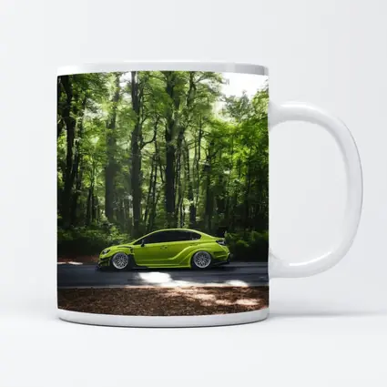 Subaru WRX Green Car Forest Road
