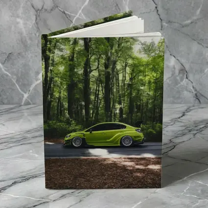 Subaru WRX Green Car Forest Road