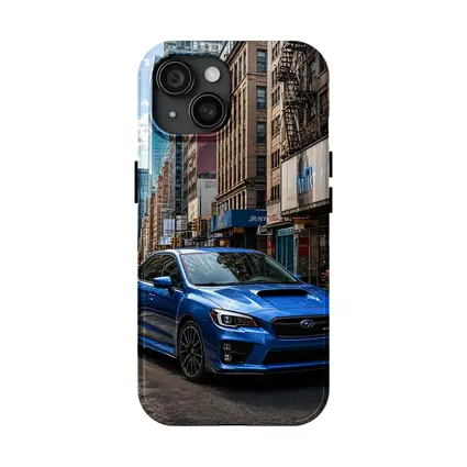 Subaru WRX Blue City Street Scene