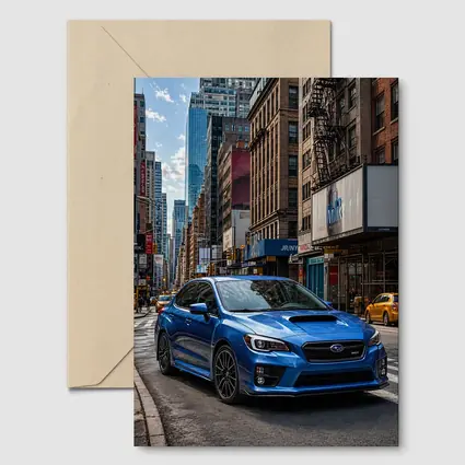 Subaru WRX Blue City Street Scene