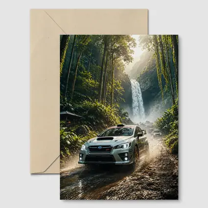 Subaru WRX Rally Car Jungle Waterfall