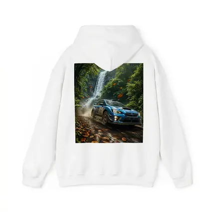 Subaru WRX Rally Racing Through Forest Waterfall