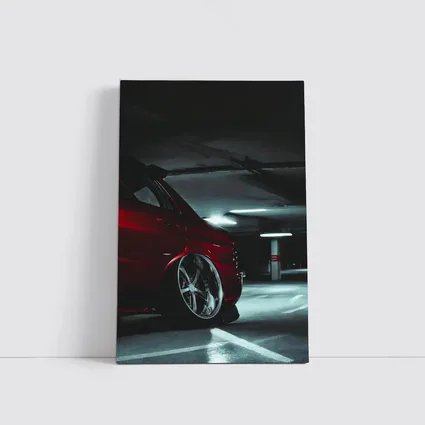 Subaru WRX Red Car Underground Parking Garage
