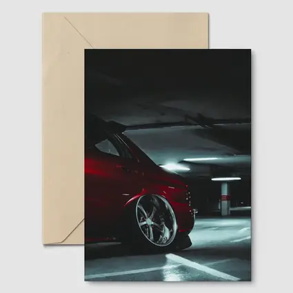 Subaru WRX Red Car Underground Parking Garage