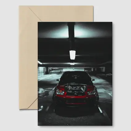 Subaru WRX Red Car Underground Parking Dark
