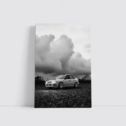 Subaru Impreza WRX Black White Stormy Sky