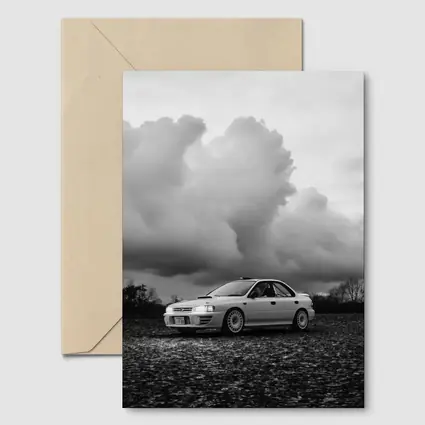 Subaru Impreza WRX Black White Stormy Sky