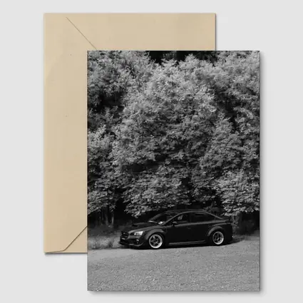 Subaru WRX Black Sedan Forest Background