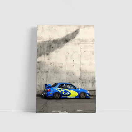 Subaru Impreza WRX Blue Rally Car Concrete Wall