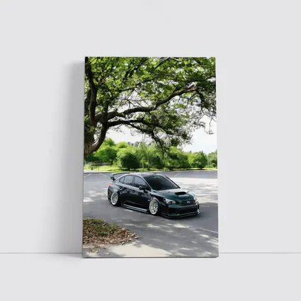 Subaru WRX STI Slammed Under Green Trees
