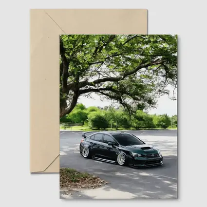 Subaru WRX STI Slammed Under Green Trees