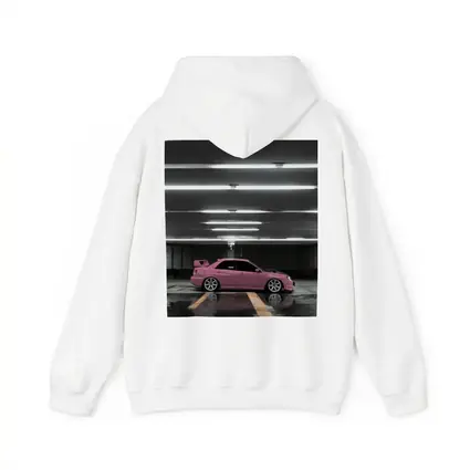 Pink Subaru WRX Parked Underground Garage