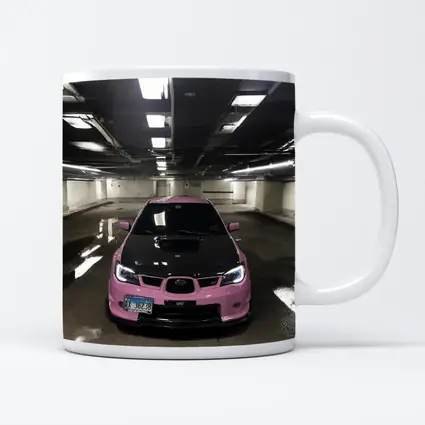 Pink Subaru WRX STI Underground Parking Garage