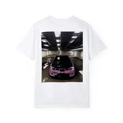 Pink Subaru WRX STI Underground Parking Garage