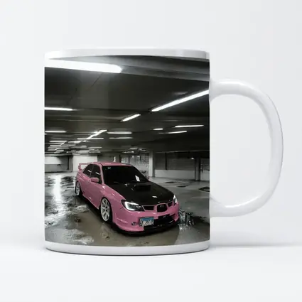 Pink Subaru WRX STI Underground Parking Garage