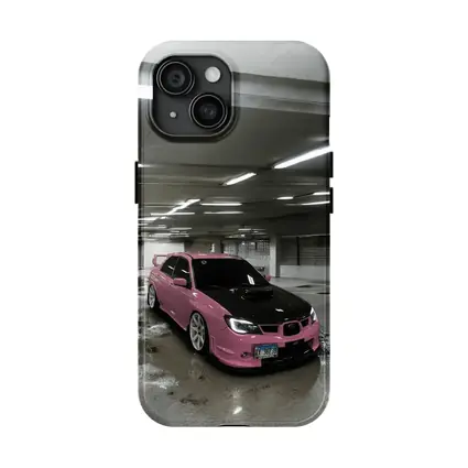 Pink Subaru WRX STI Underground Parking Garage