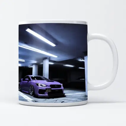 Subaru WRX Purple Stance Parking Garage Night
