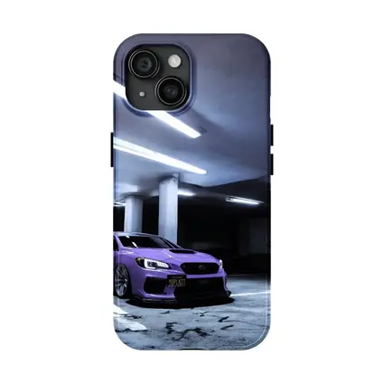 Subaru WRX Purple Stance Parking Garage Night
