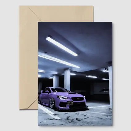Subaru WRX Purple Stance Parking Garage Night