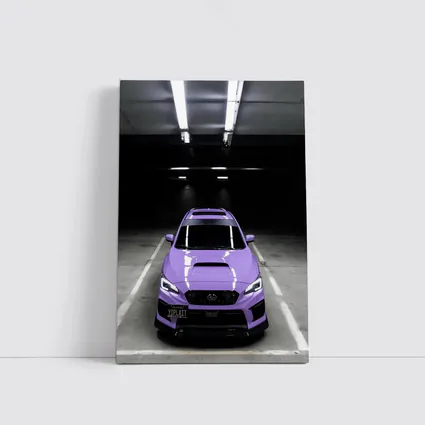Purple Subaru WRX Parked Underground Garage