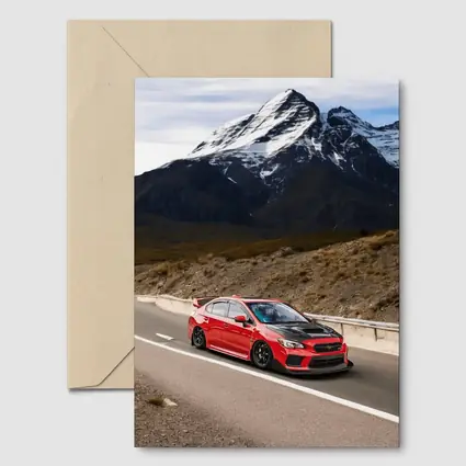 Red Subaru WRX STI Mountain Road Drive