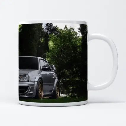 Subaru WRX Silver Car Green Trees