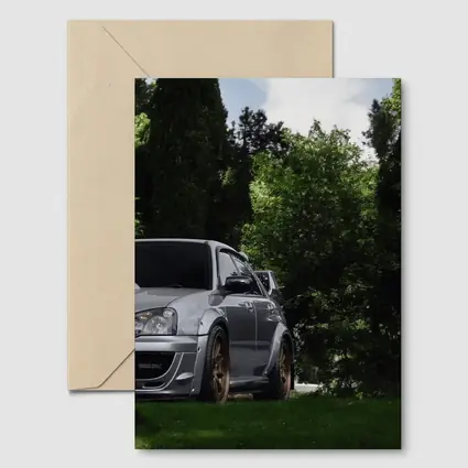 Subaru WRX Silver Car Green Trees
