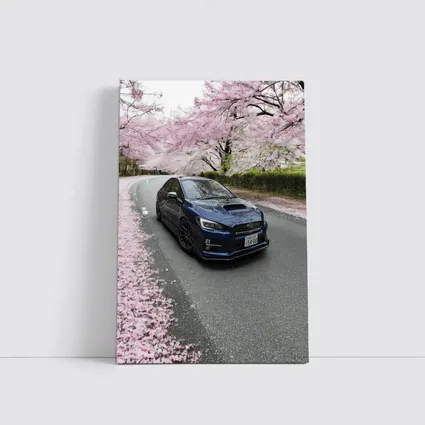 Subaru WRX Under Cherry Blossom Trees