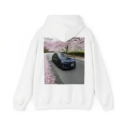 Subaru WRX Under Cherry Blossom Trees