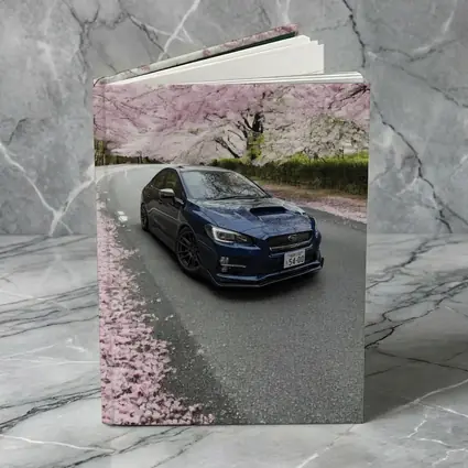 Subaru WRX Under Cherry Blossom Trees