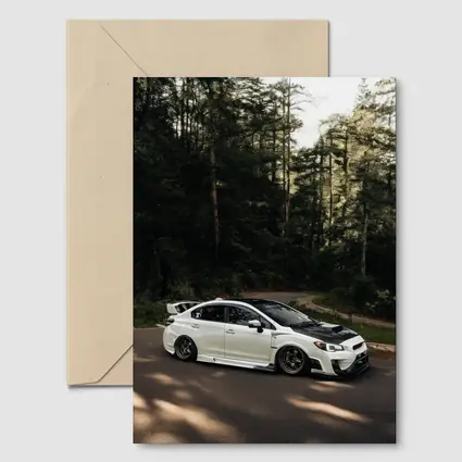 Subaru WRX White on Forest Road