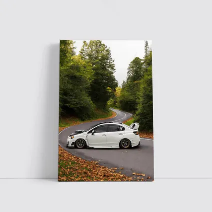 Subaru WRX STI White Winding Forest Road