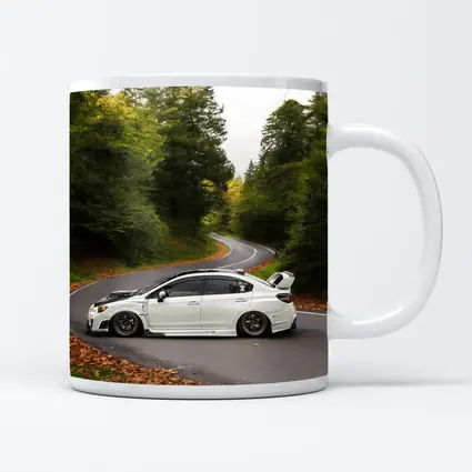 Subaru WRX STI White Winding Forest Road