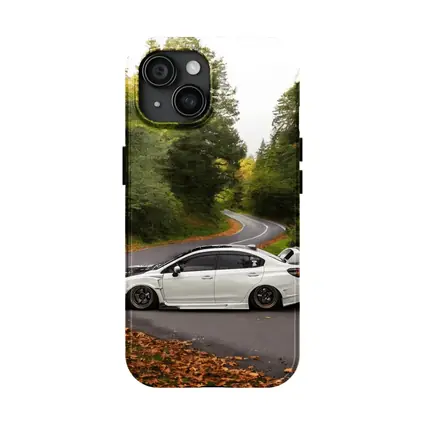 Subaru WRX STI White Winding Forest Road